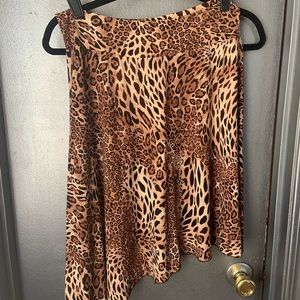 Fun asymmetrical leopard print skirt, size L